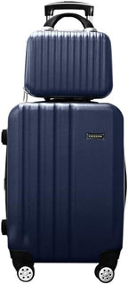2 Piece Carry On Luggage Sets 12inch Cosmetic Case 20inch Suitcase with Wheels (Blue, 2-piece Set)