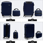 2 Piece Carry On Luggage Sets 12inch Cosmetic Case 20inch Suitcase with Wheels (Blue, 2-piece Set)