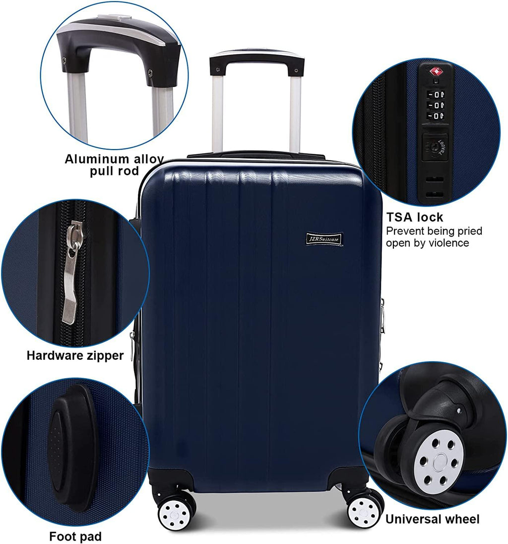 2 Piece Carry On Luggage Sets 12inch Cosmetic Case 20inch Suitcase with Wheels (Blue, 2-piece Set)