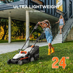 Cordless Lawn Mower 13 Inch, U20 Handy+ 20V Electric Lawn Mowers for Garden, Yard and Farm, 5 Heights Adjustment, Light Weight,2 x 4.0Ah Portable Battery Included