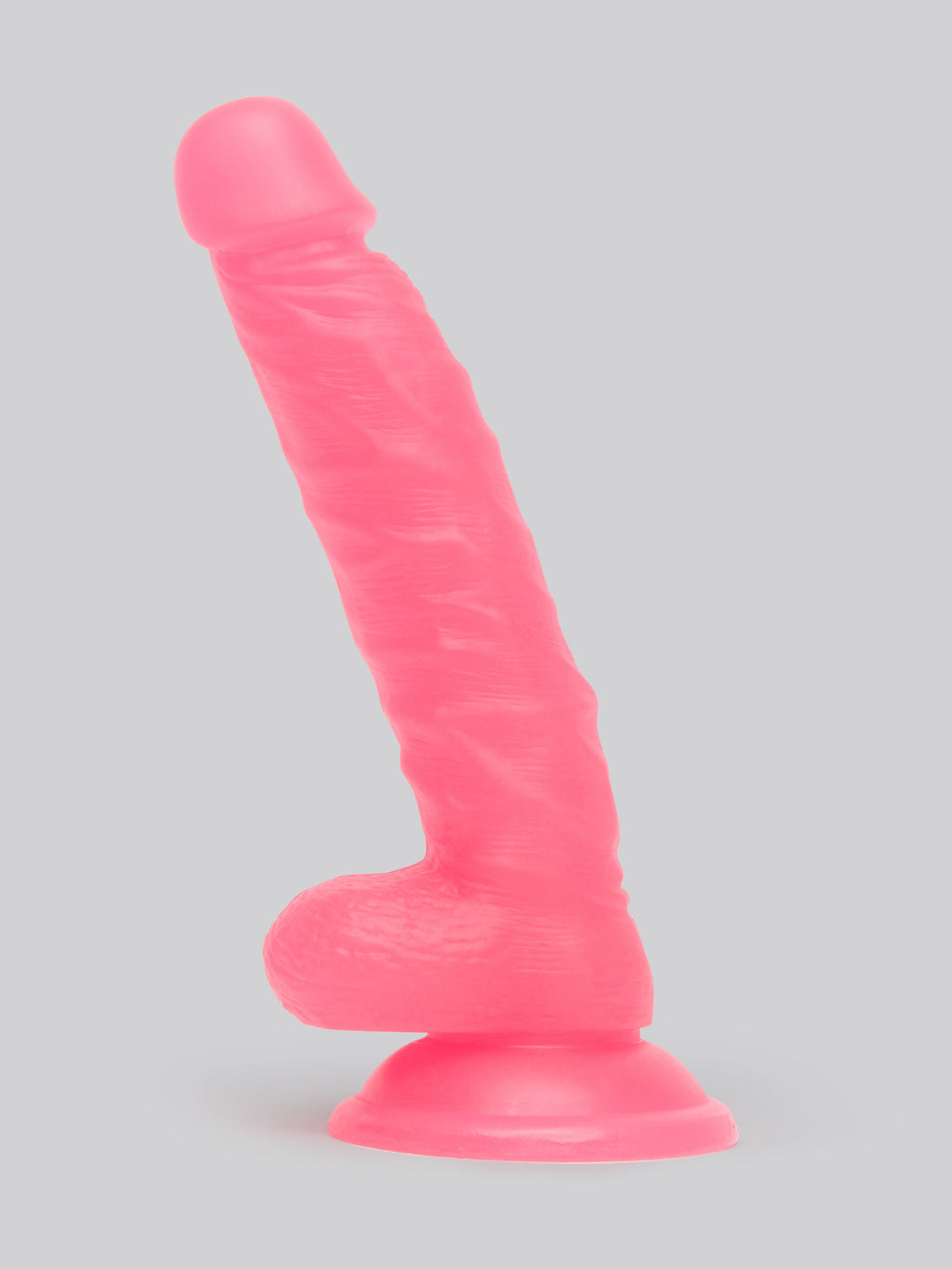 BASICS Glow In the Dark Realistic Suction Cup Dildo 8 Inch, Pink