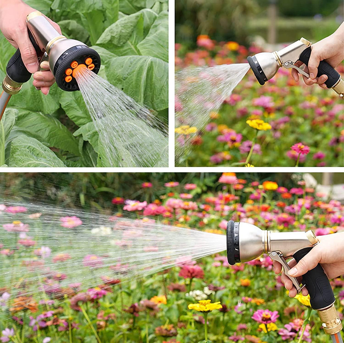Garden Hoses Expandable Garden Hose - Flexible Water Hose Solid Brass Connector with 9 Function Nozzle and Storage Bag, Expanding Hose for Watering Flowers, Lawn, Cleaning (Size : 10m)