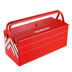 Metal Tool Box, 18-inch Cantilever Folding Red StoraBox, 3-Layer 5-Tray Multi-Function Tool Organizer, Red