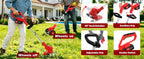 Electric Weed Wacker Cordless with Wheels,21V Lightweight Electric Weed Eater Battery Powered,4 in 1 Grass Trimmer/Brush Cutter/Lawn Edger/Lawn Mower,No String Trimmer Battery Operated for Garden Yard