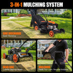 21" Self-Propelled Gas Lawn Mower with 170CC 4-Stroke Engine, 7 Cutting Heights, 3-in-1 Mulch/Bag/Discharge, 1.9-Bushel Grass Bag, EPA Compliant