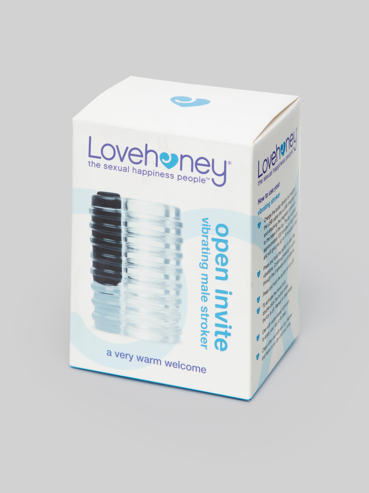 Lovehoney Open Invite Clear Rechargeable Vibrating Male Stroker, Clear