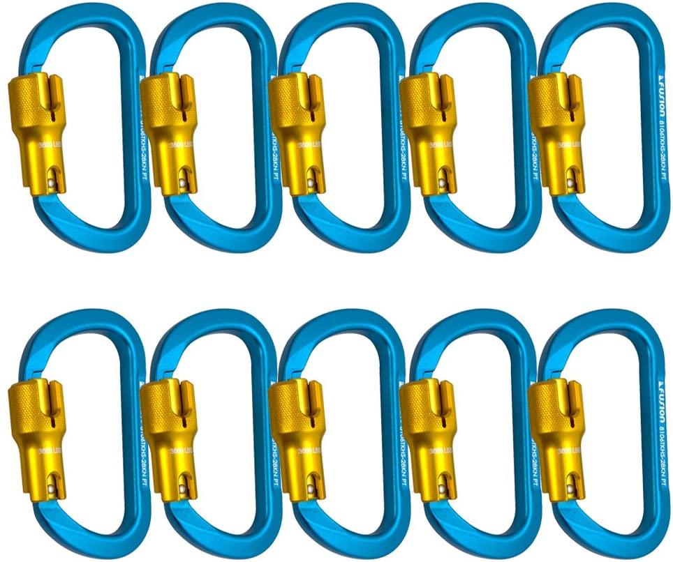 Fusion Climb Swift Aluminum Triple Lock Modified D Shape High Strength Carabiner 10-Pack