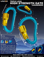 Fusion Climb Swift Aluminum Triple Lock Modified D Shape High Strength Carabiner 10-Pack
