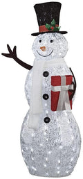 54" Lighted Silver Ice Snowman Sculpture Decoration Pre Lit Display Outdoor Christmas Yard Decoration Garden Yard Art Holiday Winter Display