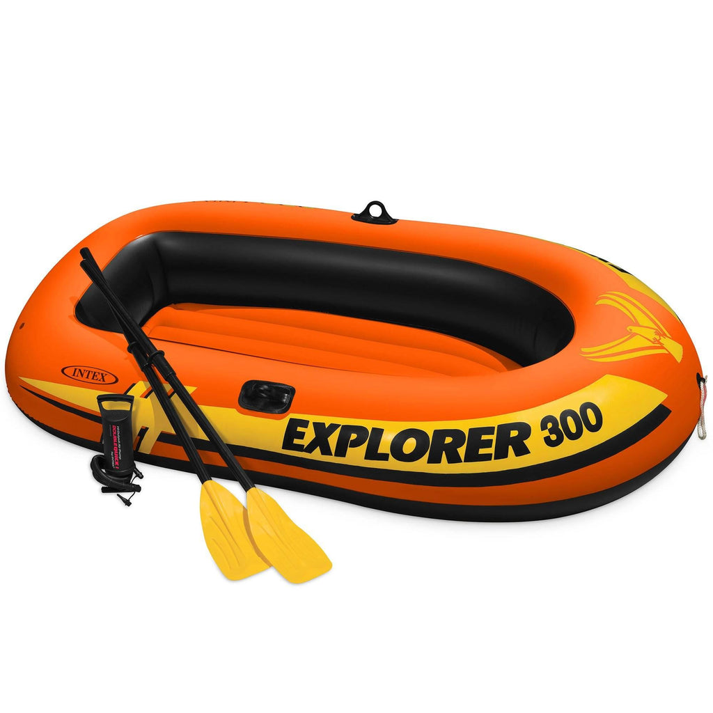 Explorer 300 Inflatable Fishing 3 Person Raft Boat w/ Pump &amp; Oars (6 Pack)