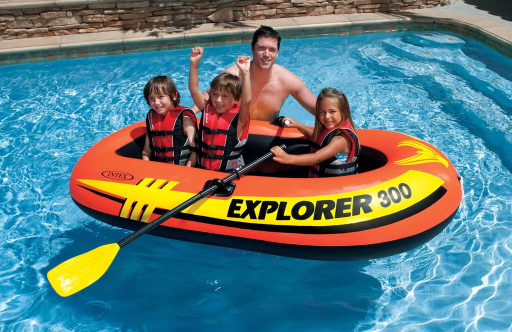 Explorer 300 Inflatable Fishing 3 Person Raft Boat w/ Pump &amp; Oars (6 Pack)