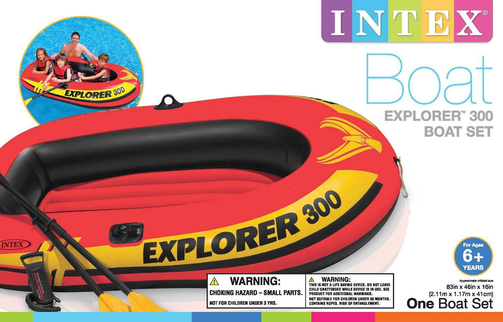 Explorer 300 Inflatable Fishing 3 Person Raft Boat w/ Pump &amp; Oars (6 Pack)