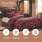 Red and Black Black Bear Plaid Patchwork Quilt and Sham Set King
