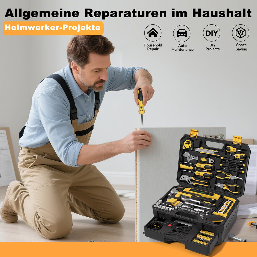 328 Piece Tool Kit for Home,Hand Repair Tool Set,Toolbox StoraCase with Drawer,General Household/Auto Tool Kit,Perfect for Homeowner, DIY, Handyman