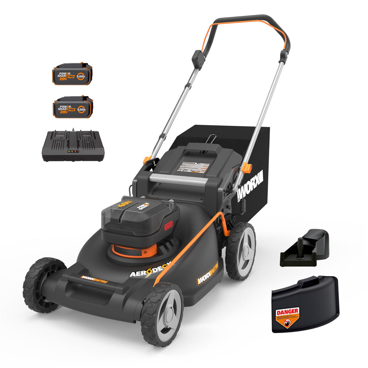 Nitro 40V 21" Cordless Lawn Mower Bundle with 20V String Trimmer, Edger &amp; Leaf Blower, 2 Batteries &amp; Charger