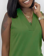 sleeveless pocket design v-neck jumpsuit