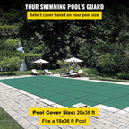 swimming pool safety cover 18x36ft safety pool cover w/4x8ft center end steps