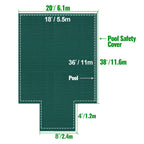 swimming pool safety cover 18x36ft safety pool cover w/4x8ft center end steps