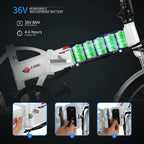 20" Folding Electric Bike with Removable LarCapacity Lithium-Ion Battery (36V 250W), Electric Bicycle 7 Speed Gear and Three WorModes (White, 20 inch)