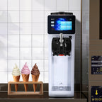 Commercial Ice Cream Machine, 1000W Single Flavor Soft Serve Ice Cream Maker, 10.6 QT/H Yield, 4L Hopper & 1.6L Cylinder, Touch Screen, Auto Clean & Pre-Cooling, Countertop Restaurant Snack Bar
