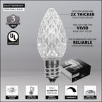 OptiCore 49 ft. 50-Light LED Red and Warm White Faceted C7 String Light Set