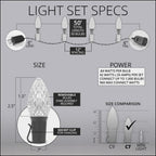 OptiCore 49 ft. 50-Light LED Red and Warm White Faceted C7 String Light Set