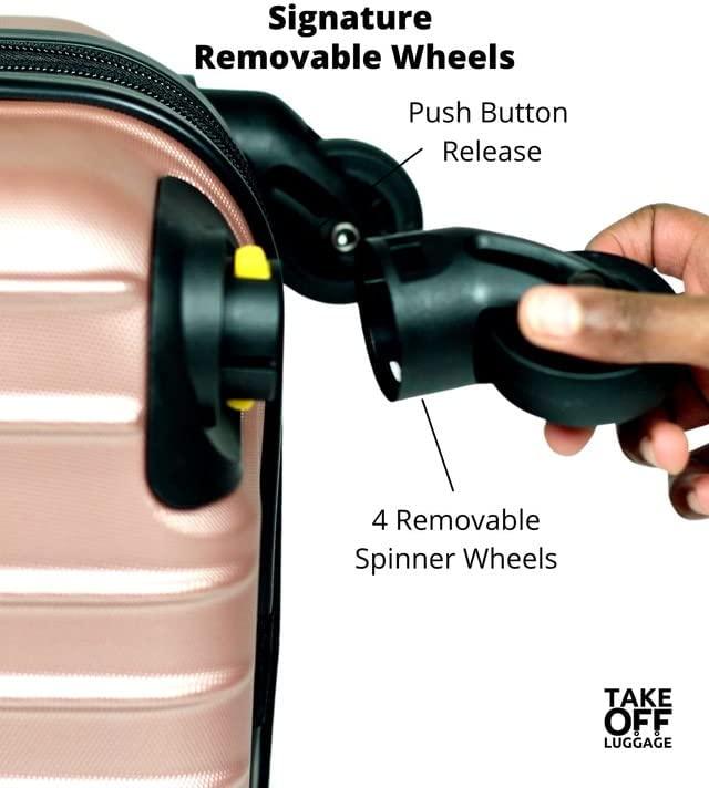 18 inch Hardshell Carry On Suitcase that Converts into Underseater Luggage with Removable Spinner Wheels for Airline Personal Item Use Requirements, 18 x 14 x 8 Inches - Black
