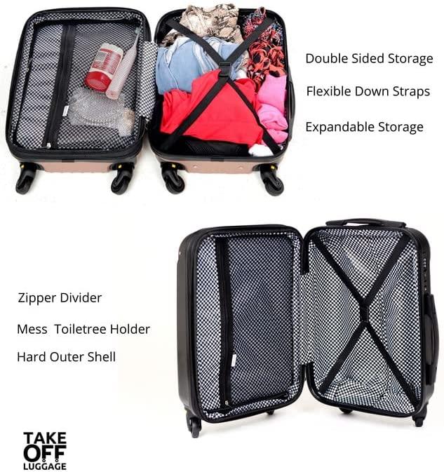 18 inch Hardshell Carry On Suitcase that Converts into Underseater Luggage with Removable Spinner Wheels for Airline Personal Item Use Requirements, 18 x 14 x 8 Inches - Black