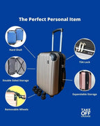 18 inch Hardshell Carry On Suitcase that Converts into Underseater Luggage with Removable Spinner Wheels for Airline Personal Item Use Requirements, 18 x 14 x 8 Inches - Black