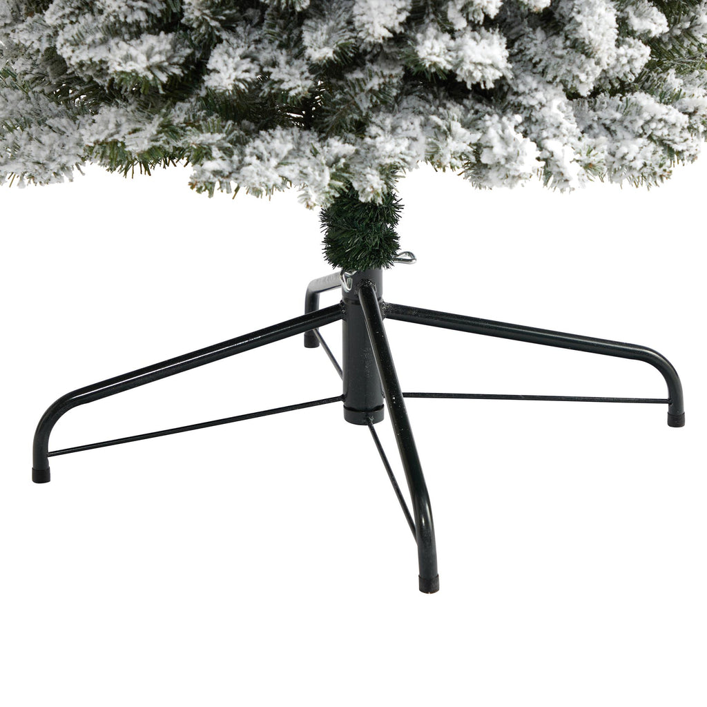 Nearly Natural 9' White Pencil Flocked Artificial Christmas Tree Prelit 600 Clear Lights