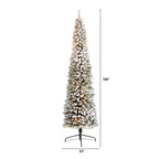 Nearly Natural 9' White Pencil Flocked Artificial Christmas Tree Prelit 600 Clear Lights