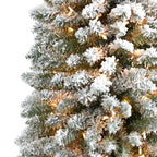 Nearly Natural 9' White Pencil Flocked Artificial Christmas Tree Prelit 600 Clear Lights