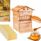 auto flow beehive food grade beekeeping wooden house with 7 automatic honey flow combs for beekeeper starter (bpa free)