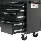 72" Rolling Tool Chest with 15 Drawers, Lockable StoraCabinet, Black Mobile Workbench, Assembled Black LarTool Box with Wheels for GaraWorkshop (1 × HTC7215PC-1)