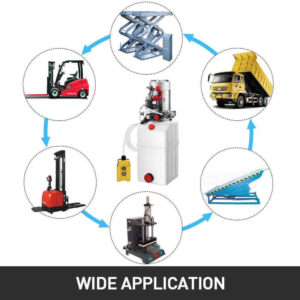 Double Acting Hydraulic Pump for Dump Trailers Kit - 12VDC - 6 Quart Reservoir