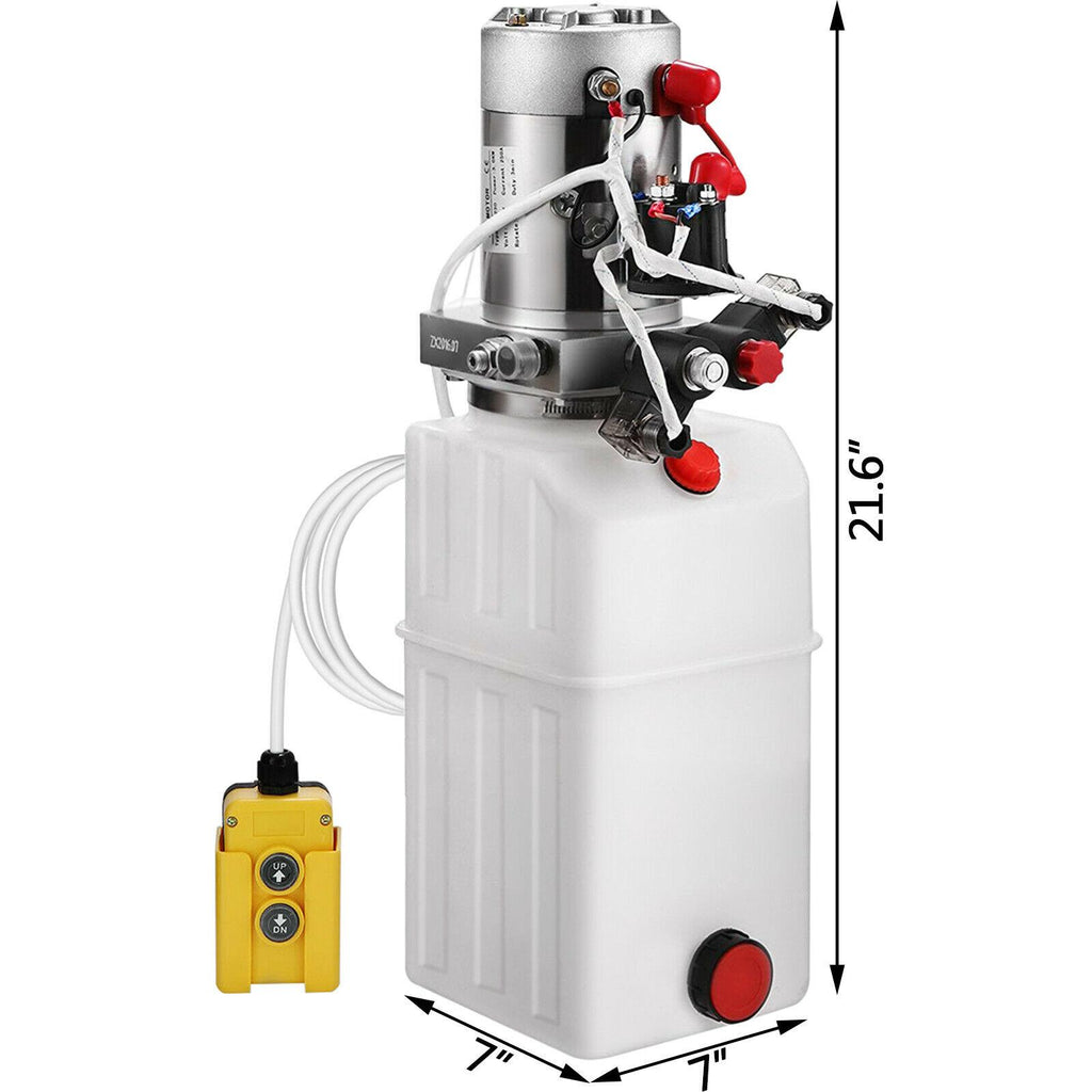 Double Acting Hydraulic Pump for Dump Trailers Kit - 12VDC - 6 Quart Reservoir