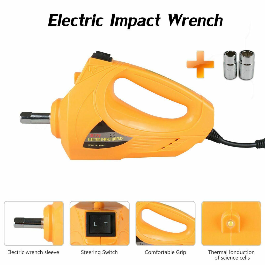 12V 3 Ton Automotive Electric Scissor Jack Car Jack Lift with Impact Wrench Set