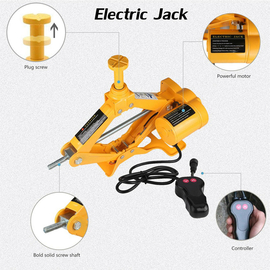 12V 3 Ton Automotive Electric Scissor Jack Car Jack Lift with Impact Wrench Set