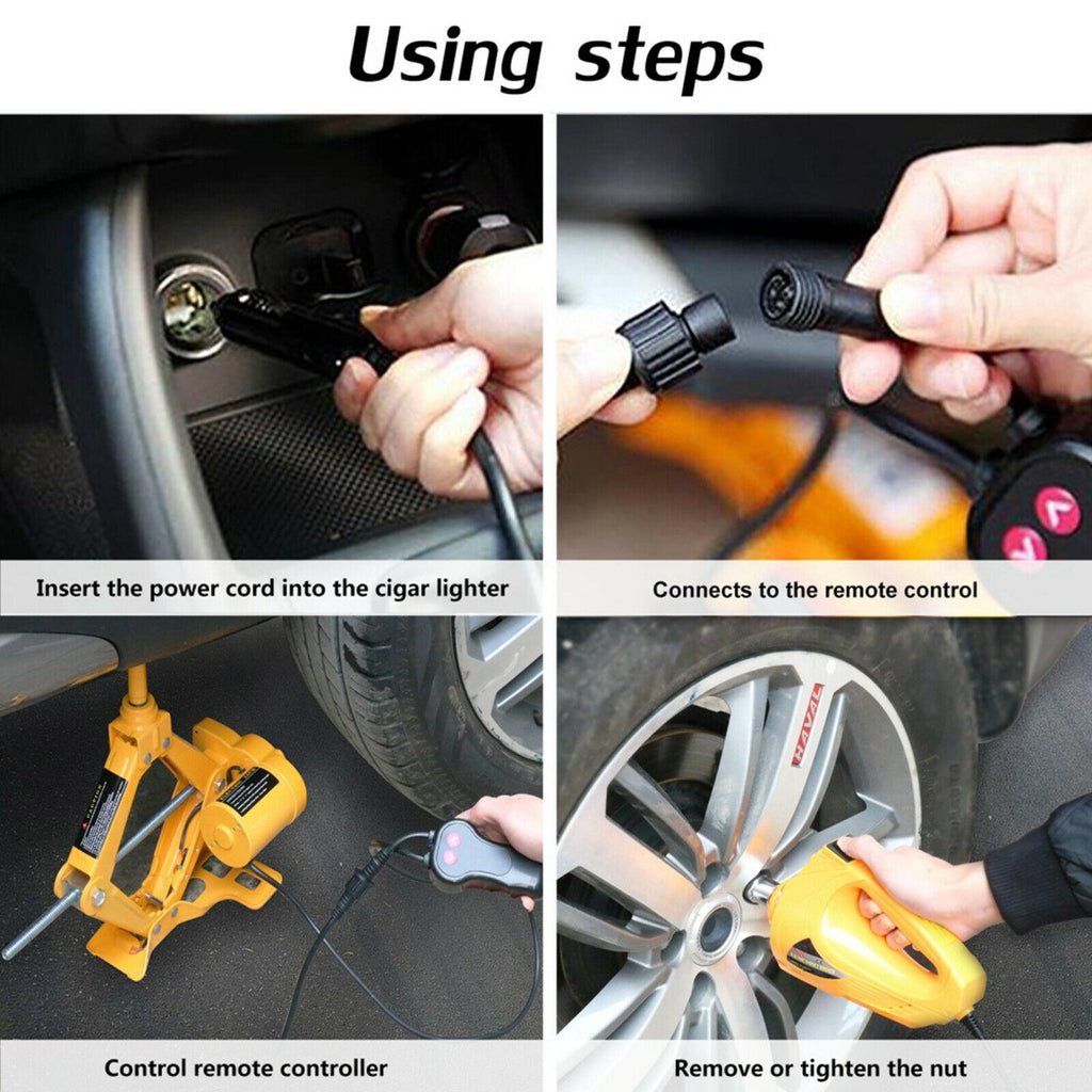 12V 3 Ton Automotive Electric Scissor Jack Car Jack Lift with Impact Wrench Set