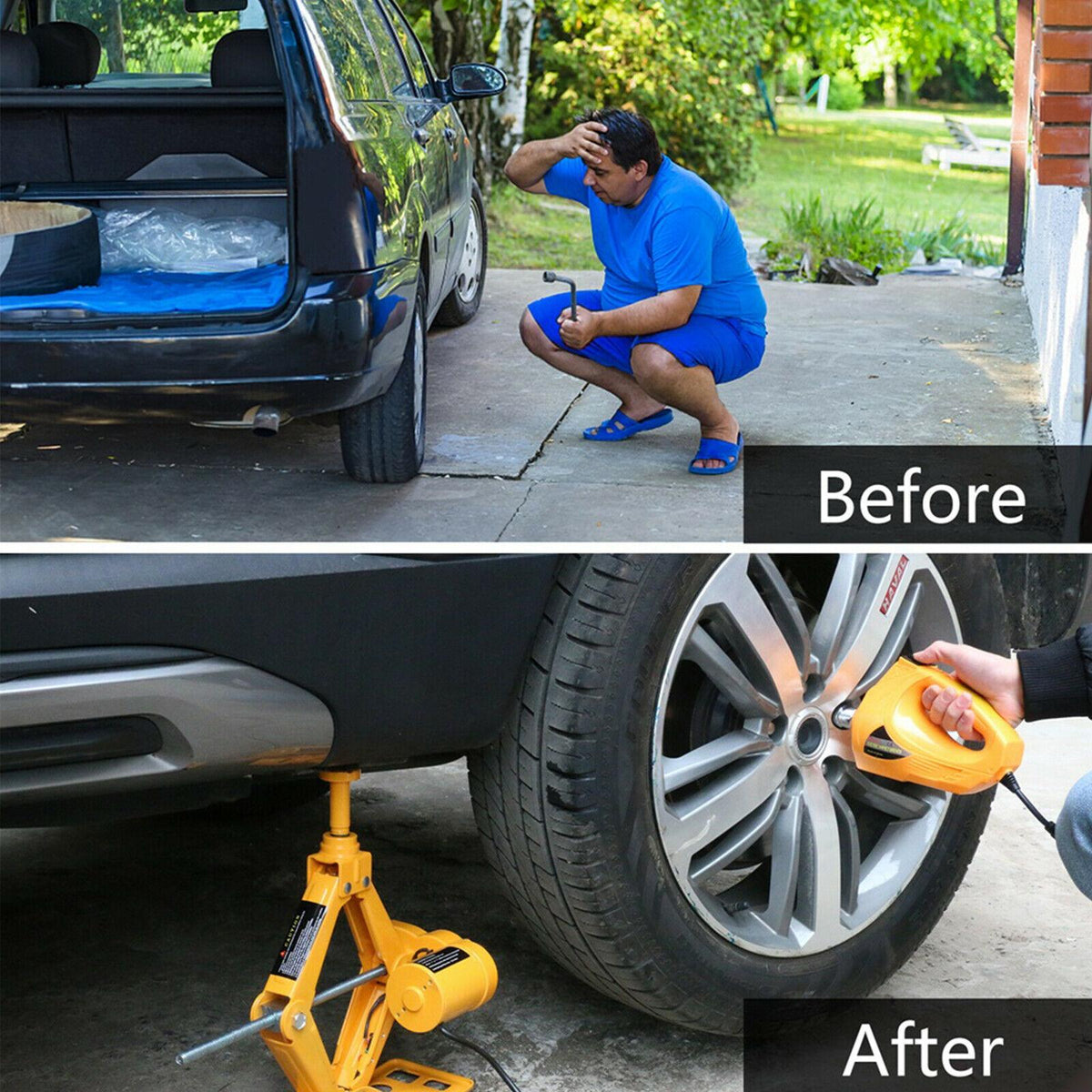 12V 3 Ton Automotive Electric Scissor Jack Car Jack Lift with Impact Wrench Set
