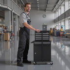 Rolling Tool Chest, 2-in-1 , 5 Drawers Tool Cabinet Organizer with Detachable Top Metal Toolbox, Lock Bar, Protective Liner, and Tools Rack, GaraStoraCabinet for Warehouse, Workshop