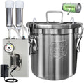 hantop 12l cow milking machine, rechargeable pulsation speed adjustable vacuum pump with pressure gauge, 304 stainless steel bucket cow milker machine (pro plus)