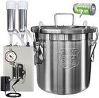 hantop 12l cow milking machine, rechargeable pulsation speed adjustable vacuum pump with pressure gauge, 304 stainless steel bucket cow milker machine (pro plus)