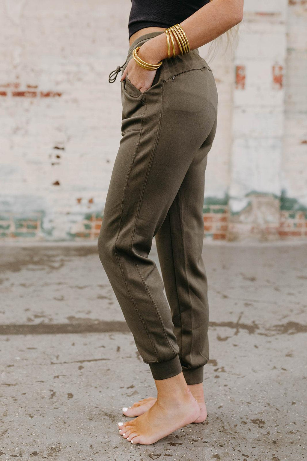 side paneled joggers - olive
