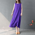 babakud retro solid loose summer bottoming sleeveless dress