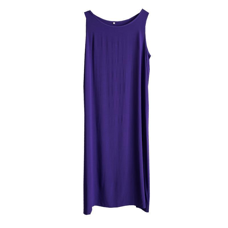 babakud retro solid loose summer bottoming sleeveless dress