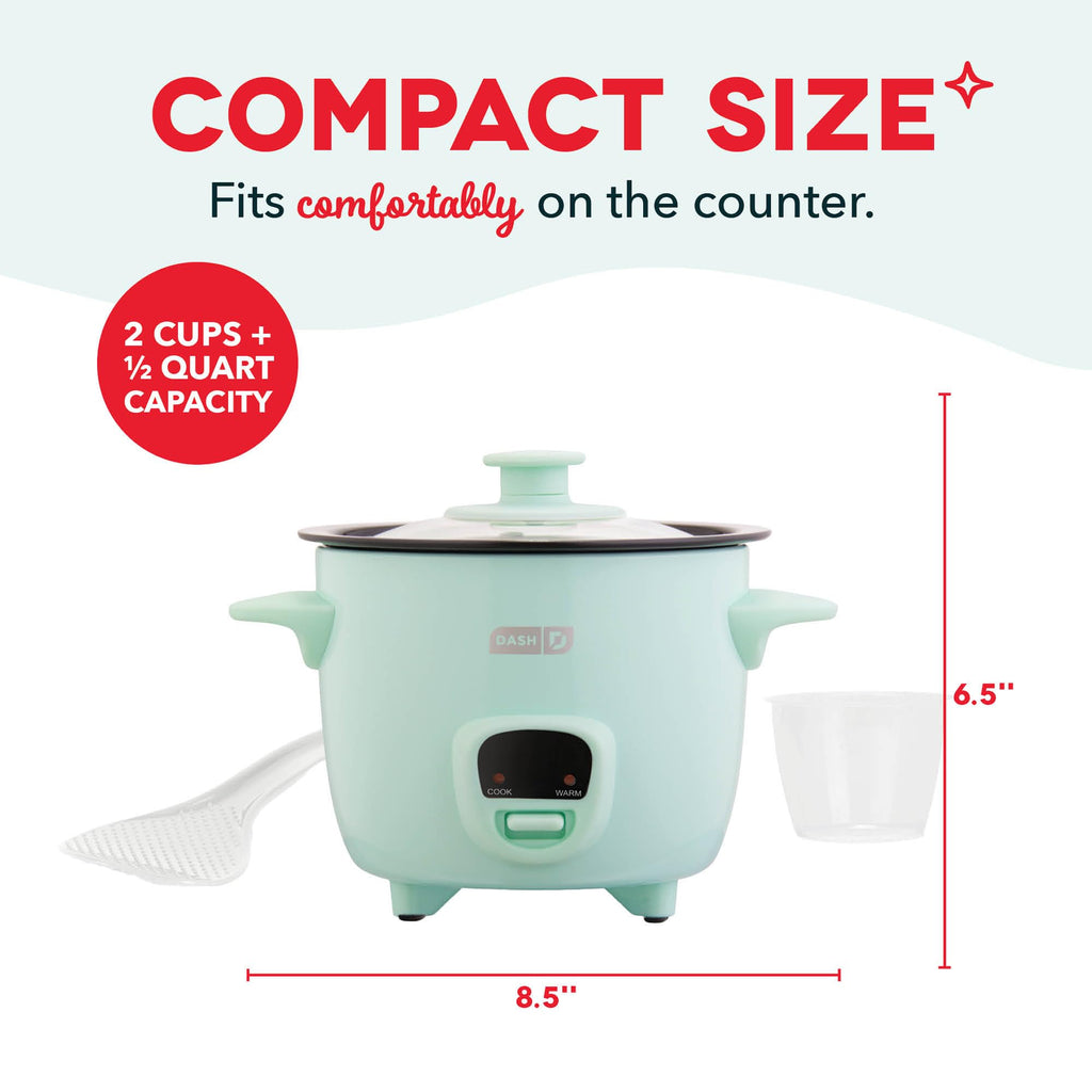 Mini Rice Cooker - ed for Single-Serve Coo- Compact Rice Cooker with Nonstick Removable Pot, Keep Warm Function & Easy-to-Clean Sleek  - Aqua