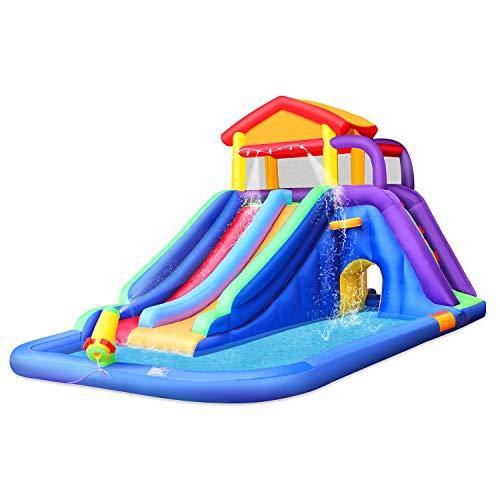 BestParty Inflatable Kids Water Slide, Pool Water Slide for Toddler, Bouncy Splash Park for Outdoor Fun, with Blower