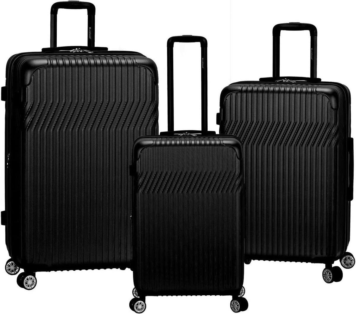 Pista Hardside Spinner Wheel Luggage Set, Black, 3-Piece (20/24/28)