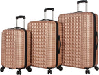 Luggage Set 3 Piece - Lightweight Hardside Suitcase set - Includes 20 Inch Carry on, 24In/28In Checked Bag with 8-Wheel Rolling Spinner (Rose Gold, One Size)